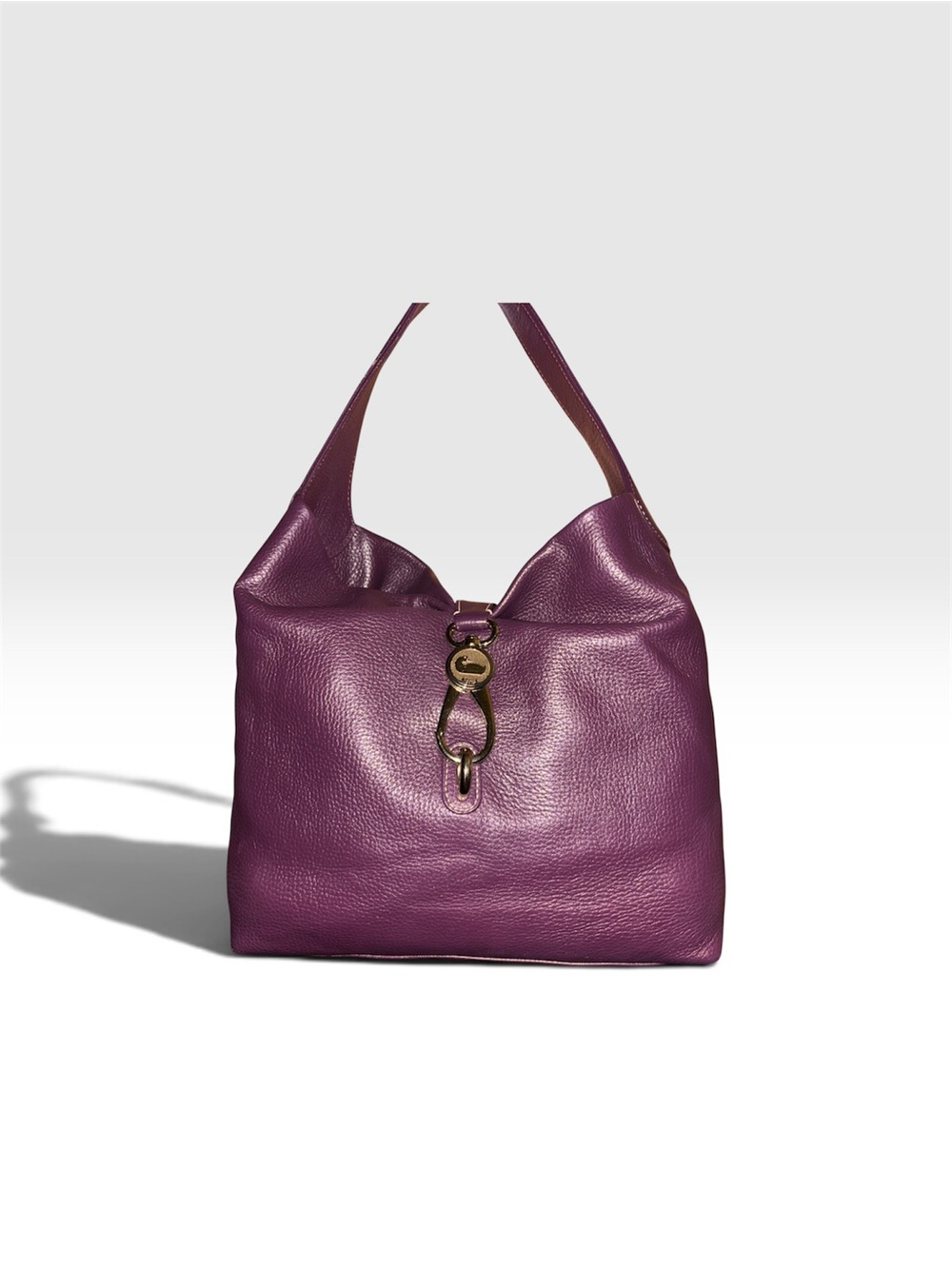 Dooney & Bourke Logo Lock Sac Leather Hobo Bag Large / burgundy plum
